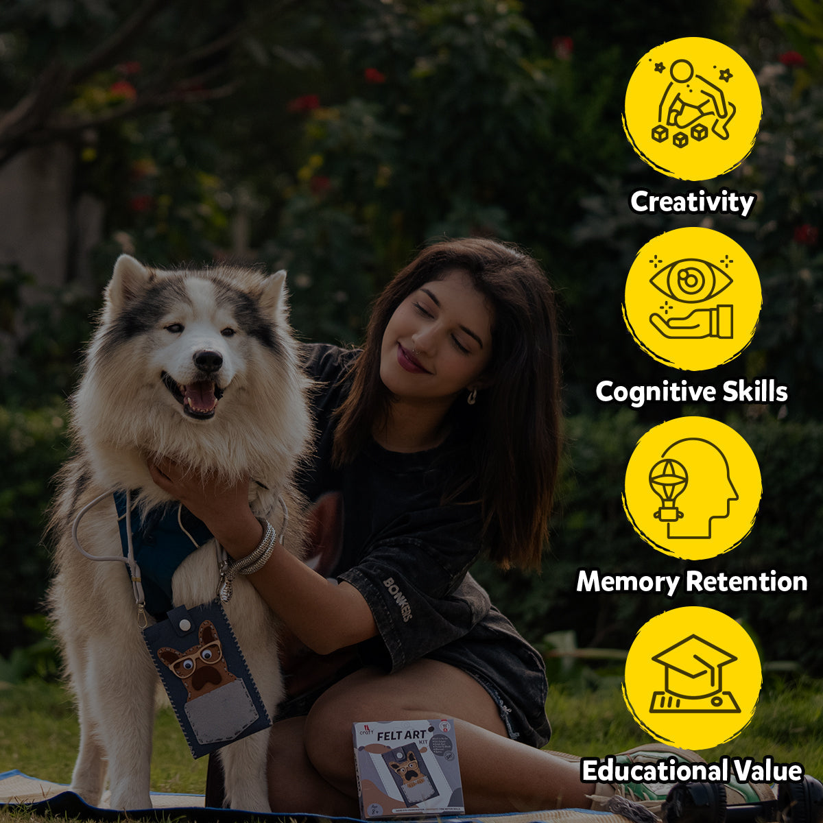 iCraft Felt Dog Pouch Craft Kit for Kids - Stitch & Create iCraft